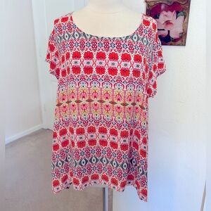 Cynthia Rowley Women's Colorful Patterned Top Size 3X